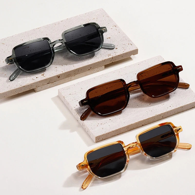 Retro Rectangle Rivets Punk Gradient Sunglasses