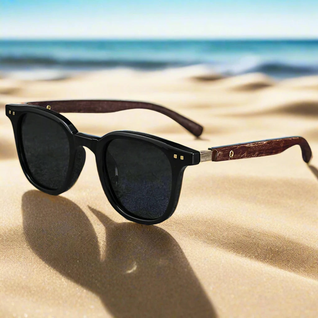 Trendy Retro Wood Grain Polarized Sunglasses