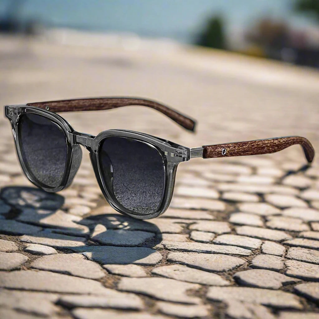 Trendy Retro Wood Grain Polarized Sunglasses